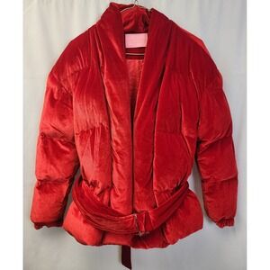 Brand New AZALEA WANG Velvet Red Wrap Puffer Jacket
